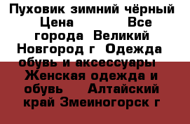 Пуховик зимний чёрный › Цена ­ 2 500 - Все города, Великий Новгород г. Одежда, обувь и аксессуары » Женская одежда и обувь   . Алтайский край,Змеиногорск г.